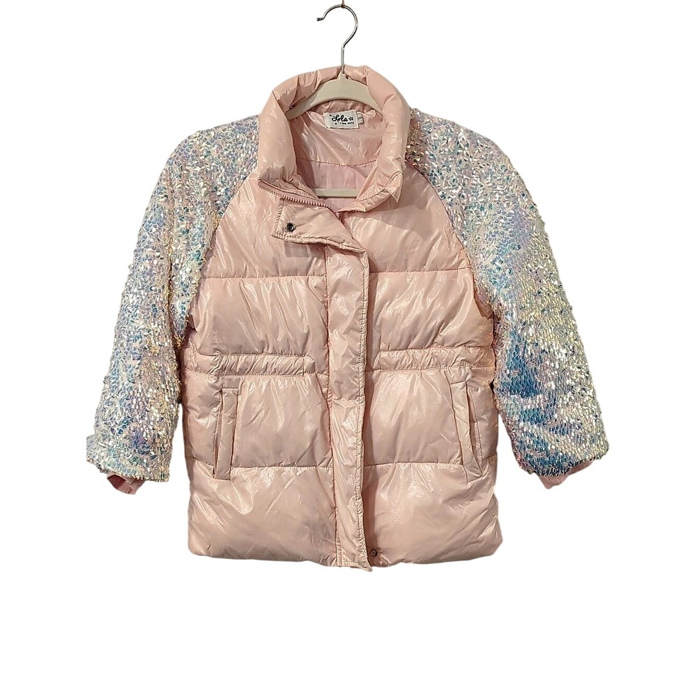 Lola + The Boys Puffer Jacket Cotton Candy Shimmer Puffer Pink